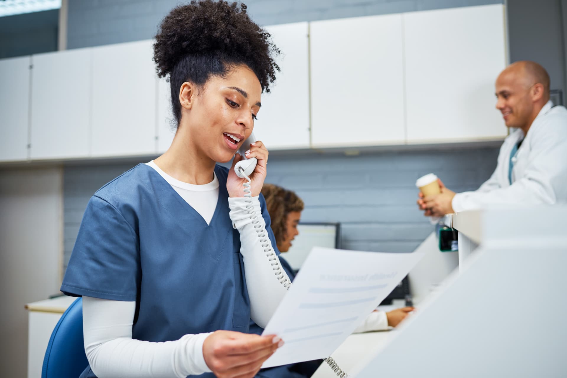 Practice staff member following up with a payer by phone